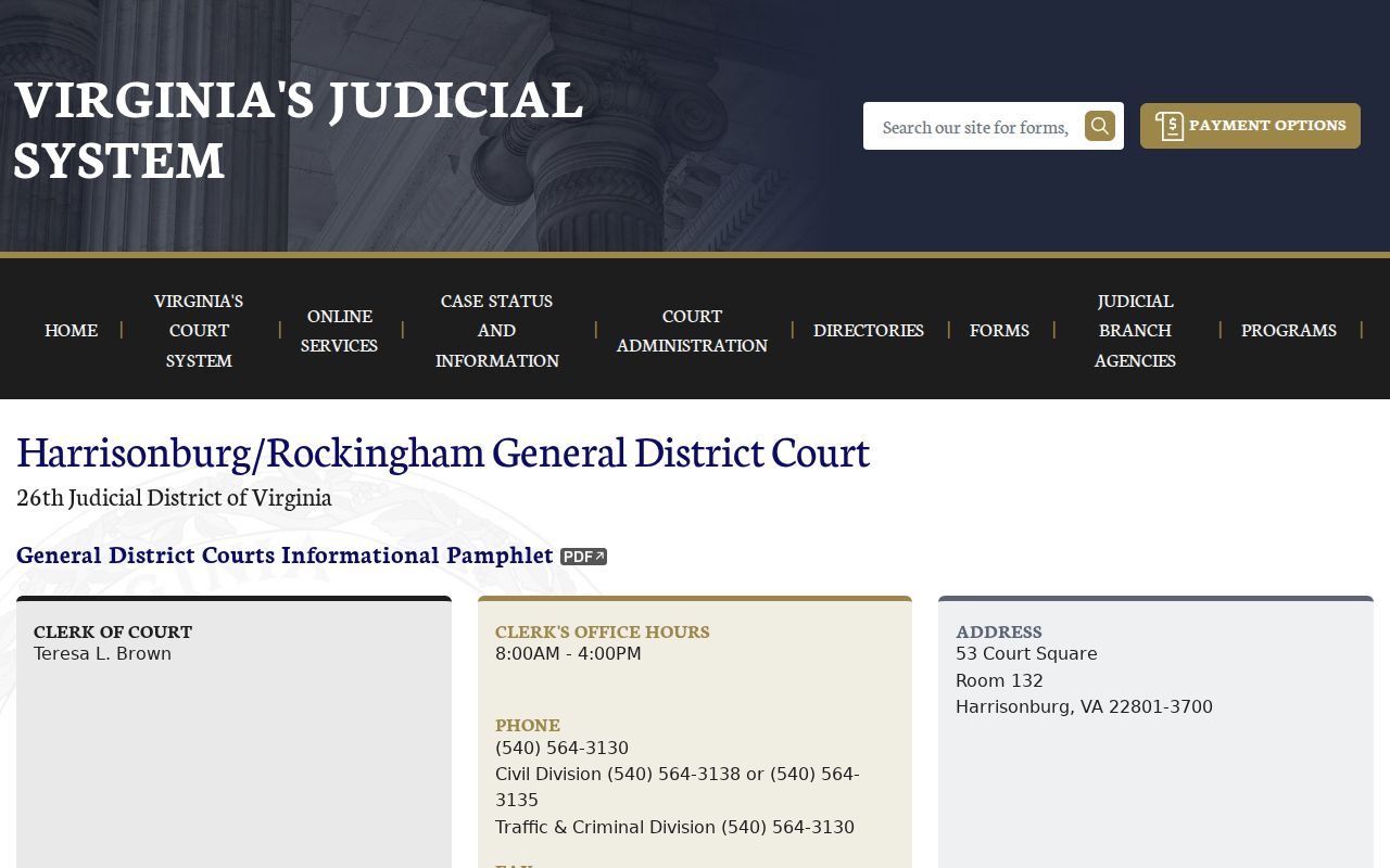 Rockingham County municipal warrant routing through the shared General District Court schedule