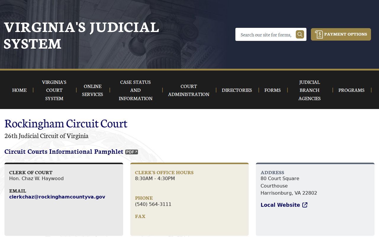 Rockingham County Circuit Court public office information, not case records