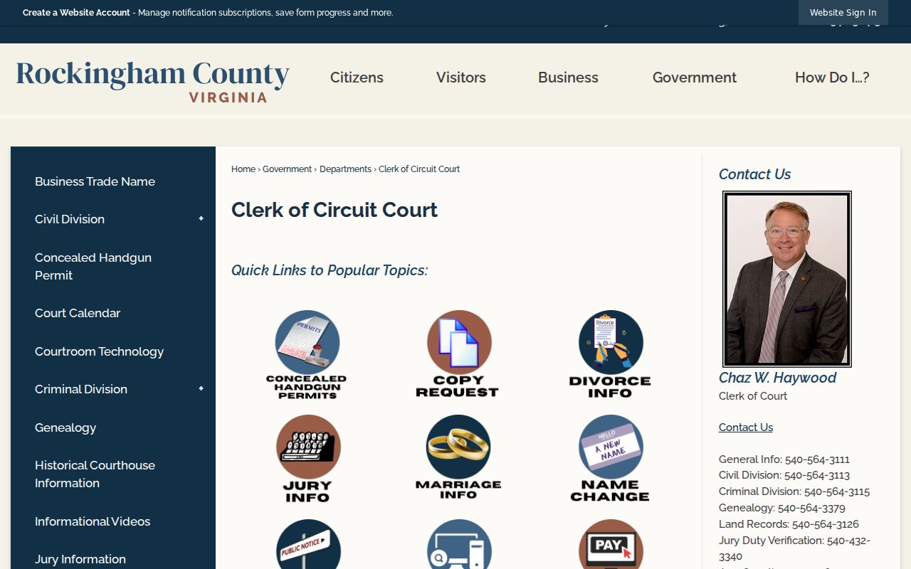 Rockingham County Circuit Clerk office and courthouse visit information